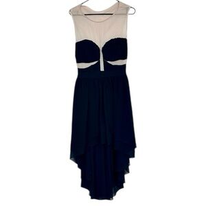 Ark & Co Black and Cream Sheer High Low Dress - Size: Large